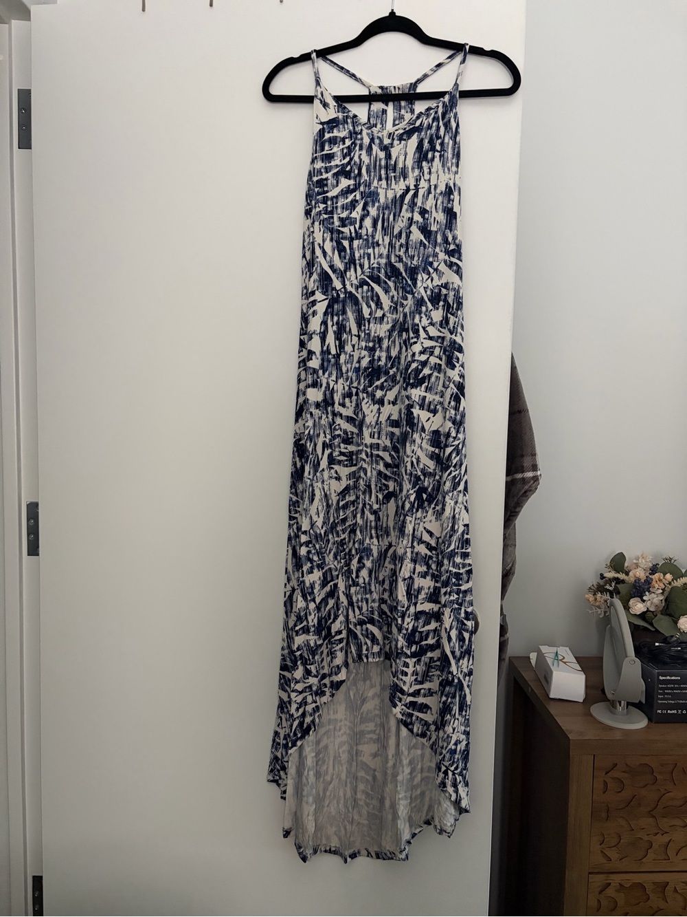Cynthia Rowley Navy and White High-Low Maxi Dress